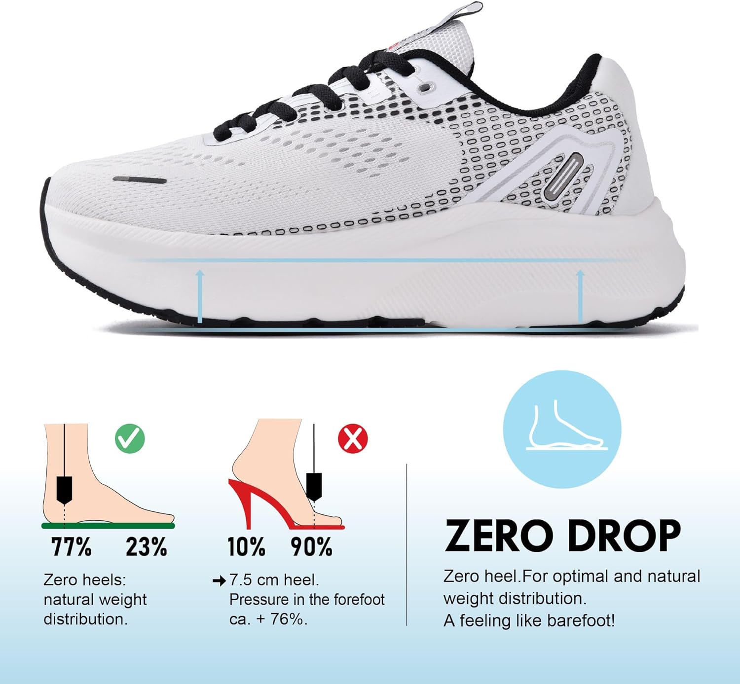 JACKSHIBO Wide Toe Box Shoes Women Arch Support Wide Sneakers for Running Walking Athletic Tennis Orthopedic Plantar Fasciitis Workout with Thick Cushion Zero Drop Sole Width Shoes - Image 3