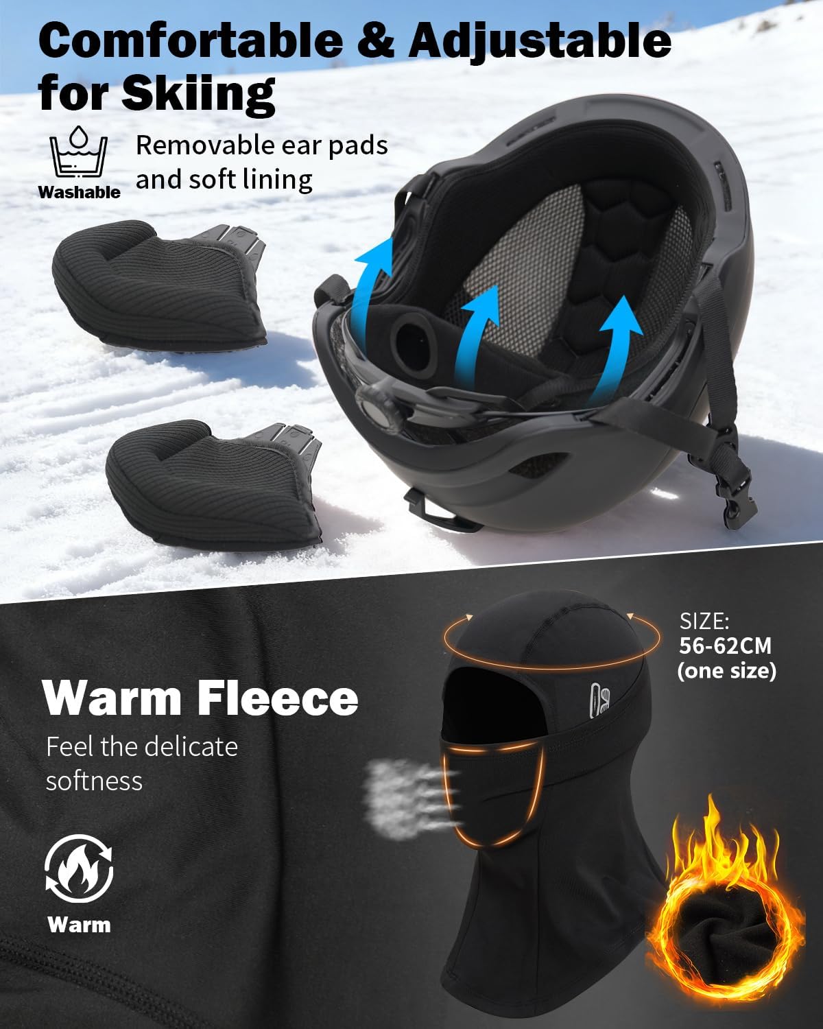 VCOROS Adult Ski Helmet with OTG Goggles Set, Lightweight DXH-815 Snow Sport Helmet for Men and Women, Durable ABS+PC Shell, Shockproof/Windproof Snowboard Helmet for Skiing Snowboarding Snowmobile