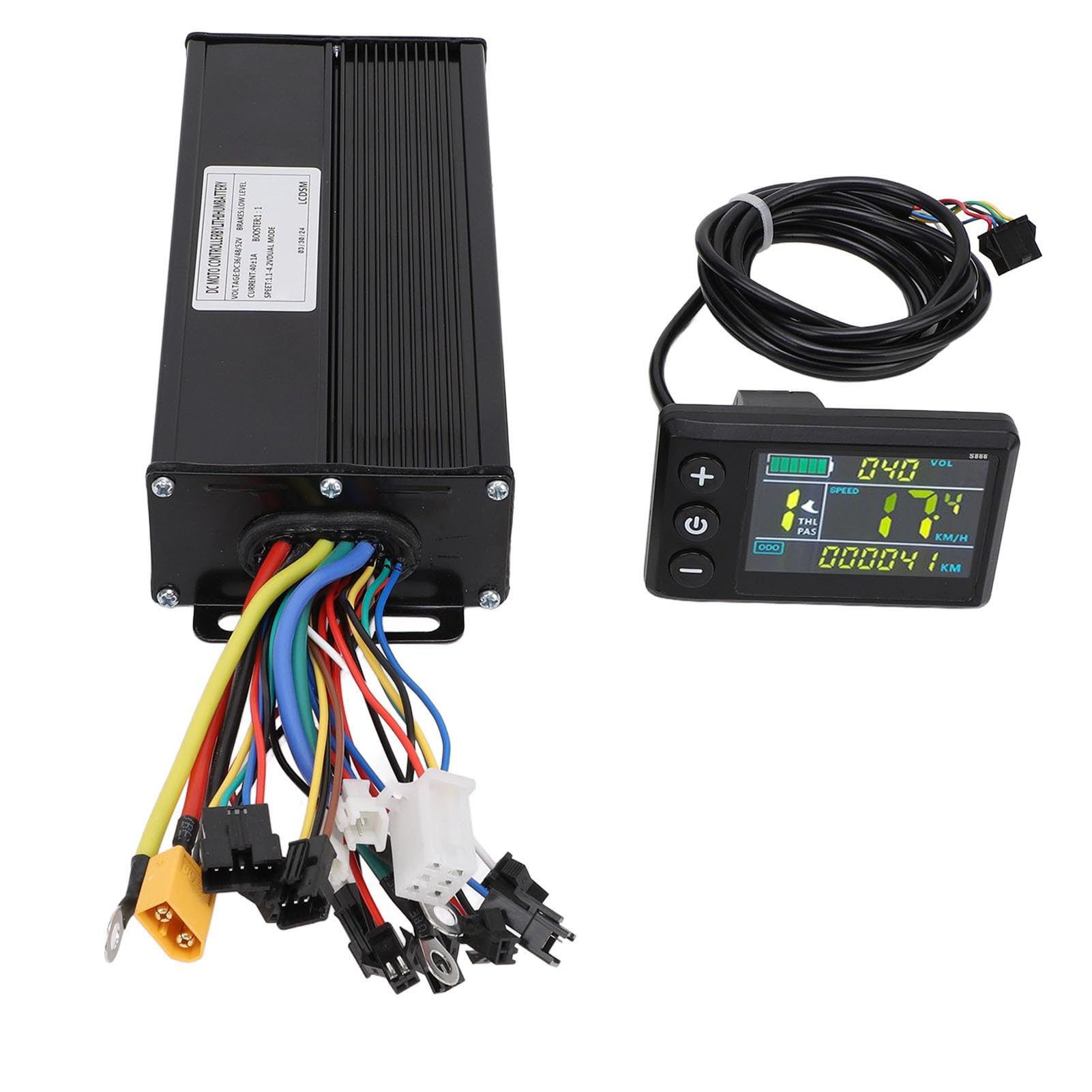 Kit de Contrôleur de Moteur Sans Balais de Vélo Électrique, 36V 48V 52V 1500W 2000W 40A 3 Modes Contrôleur à Onde Sinusoïdale avec Panneau d'Affichage LCD Couleur S866