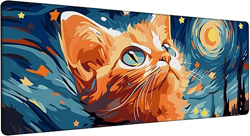 Miniatura 20 de Highland Cow Starry Night - Alfombrilla de mouse grande para escritorio, teclado extendido, alfombrilla de mouse de anime con base antideslizante y