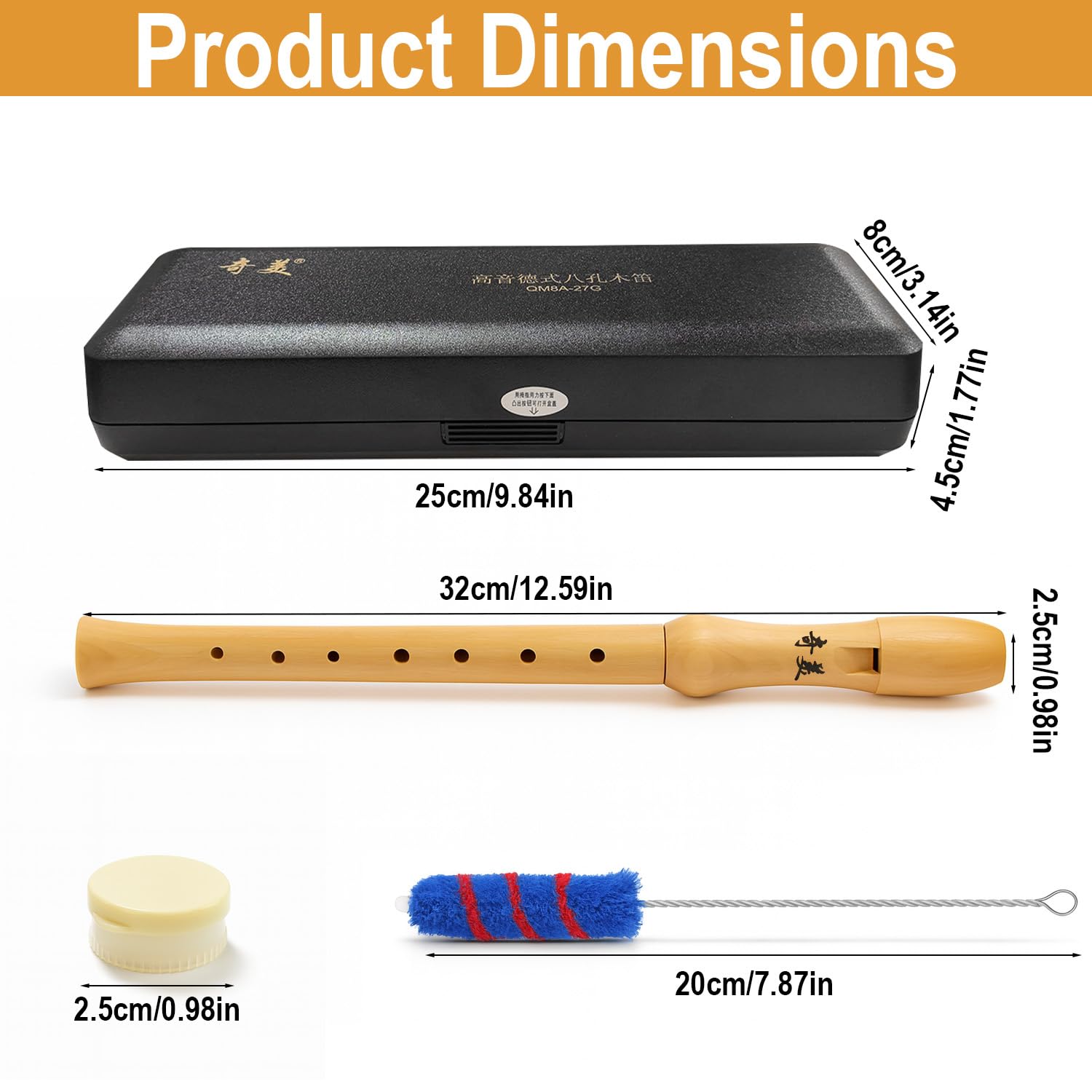 Flûte à Bec en Bois,Flûte à Bec Soprano,Flûtes à Bec à 8 Trous Conception Détachable avec Boîte Cadeau Brosse à Nettoyer Flute a Bec Enfant pour élèves et Débutants