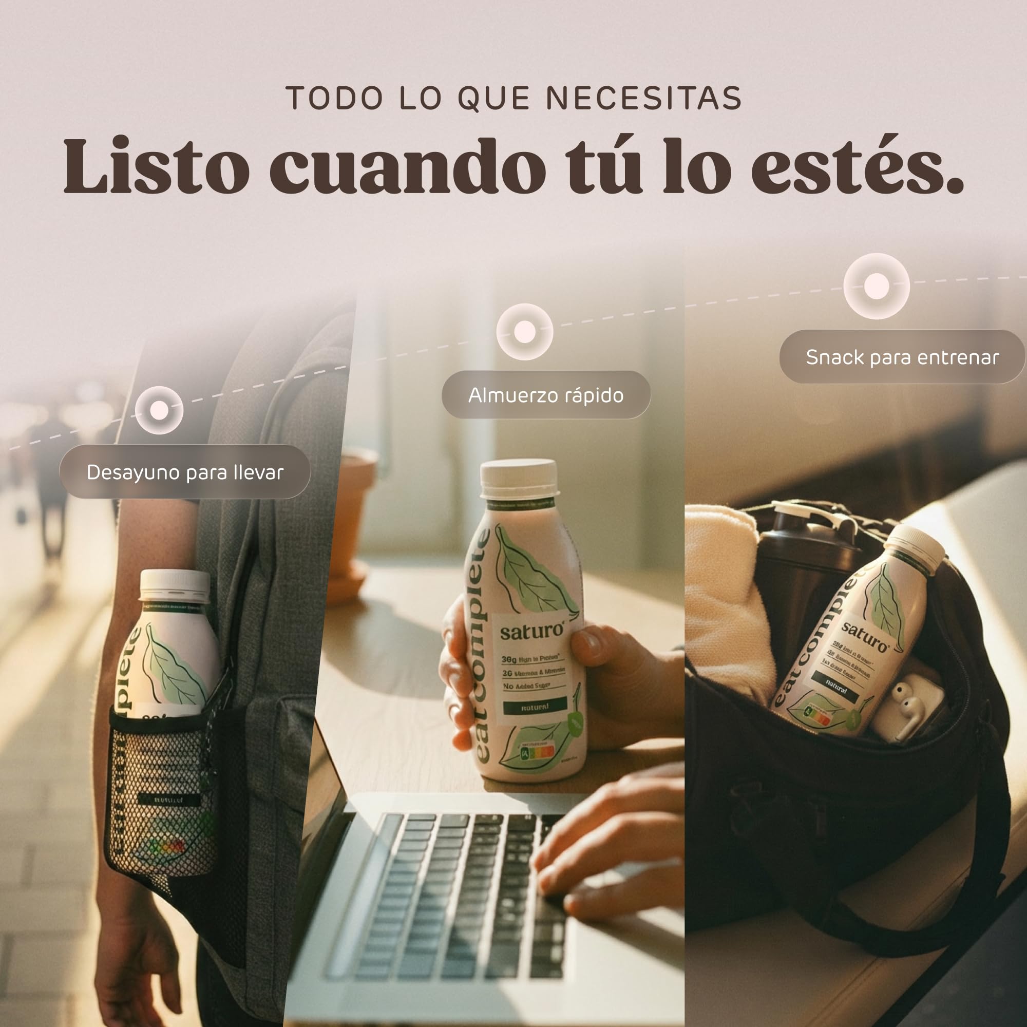 Saturo Batido de Original Sustituto de Comida | Comida para astronautas con proteínas y 500kcal | Vegano | Comida bebible con nutrientes esenciales | 6 x 500 ml