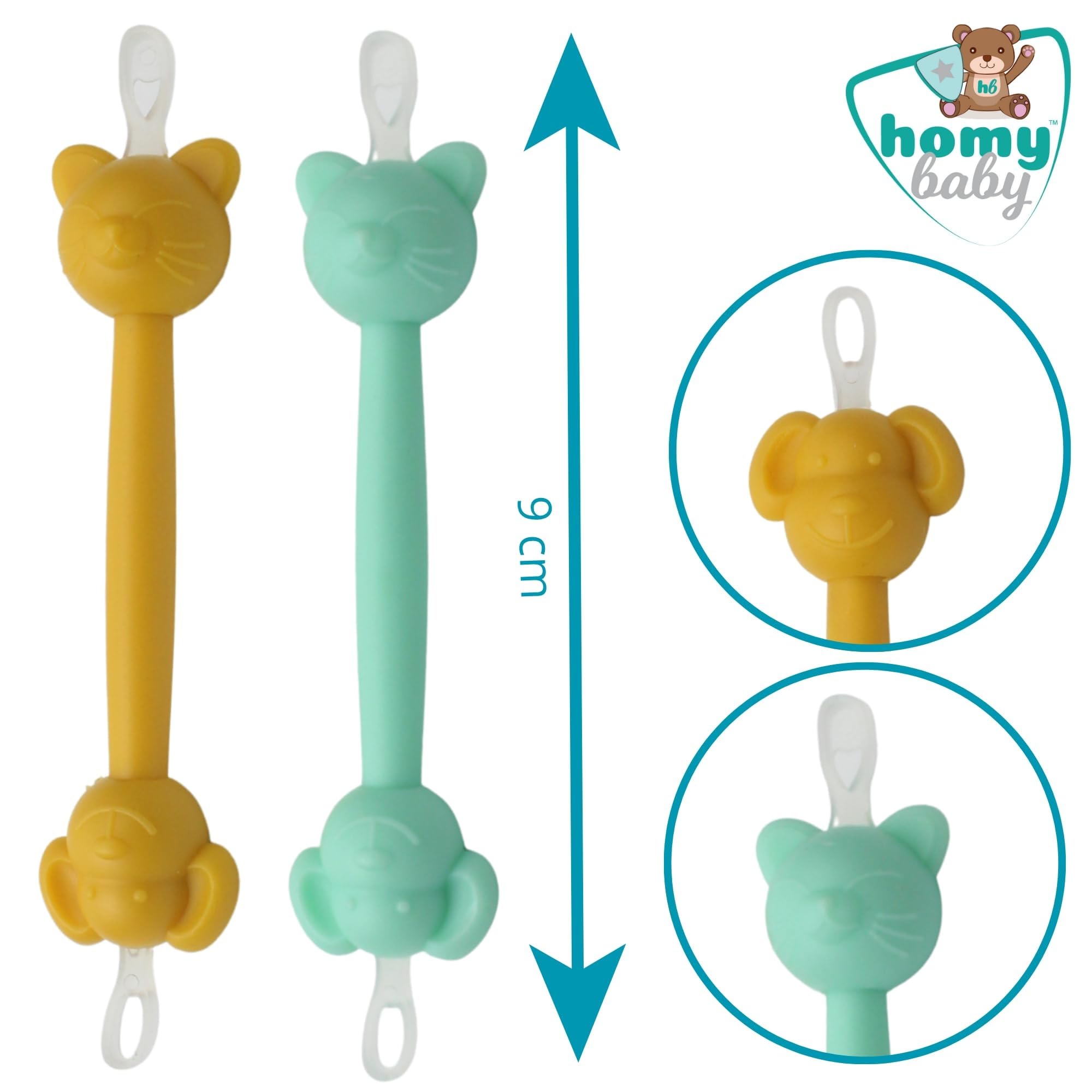 HOMYBABY® Cure Nez Bebe [x2 Pinces à Crottes de Nez] - Nettoyeur nasal et auriculaire pour bébés - Nettoie facilement et en toute sécurité - Nettoyeur d'oreille