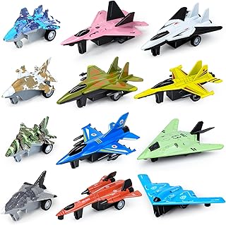 Airplane Toys 12 Pack, Diecast Fighter Jet Toy Airplanes for Boys Age 3 4-7 Years, Pull Back Metal Aircraft Plane Jet Models Kids' Play Vehicles Military Planes Toy Boy Birthday Gift Party Favors