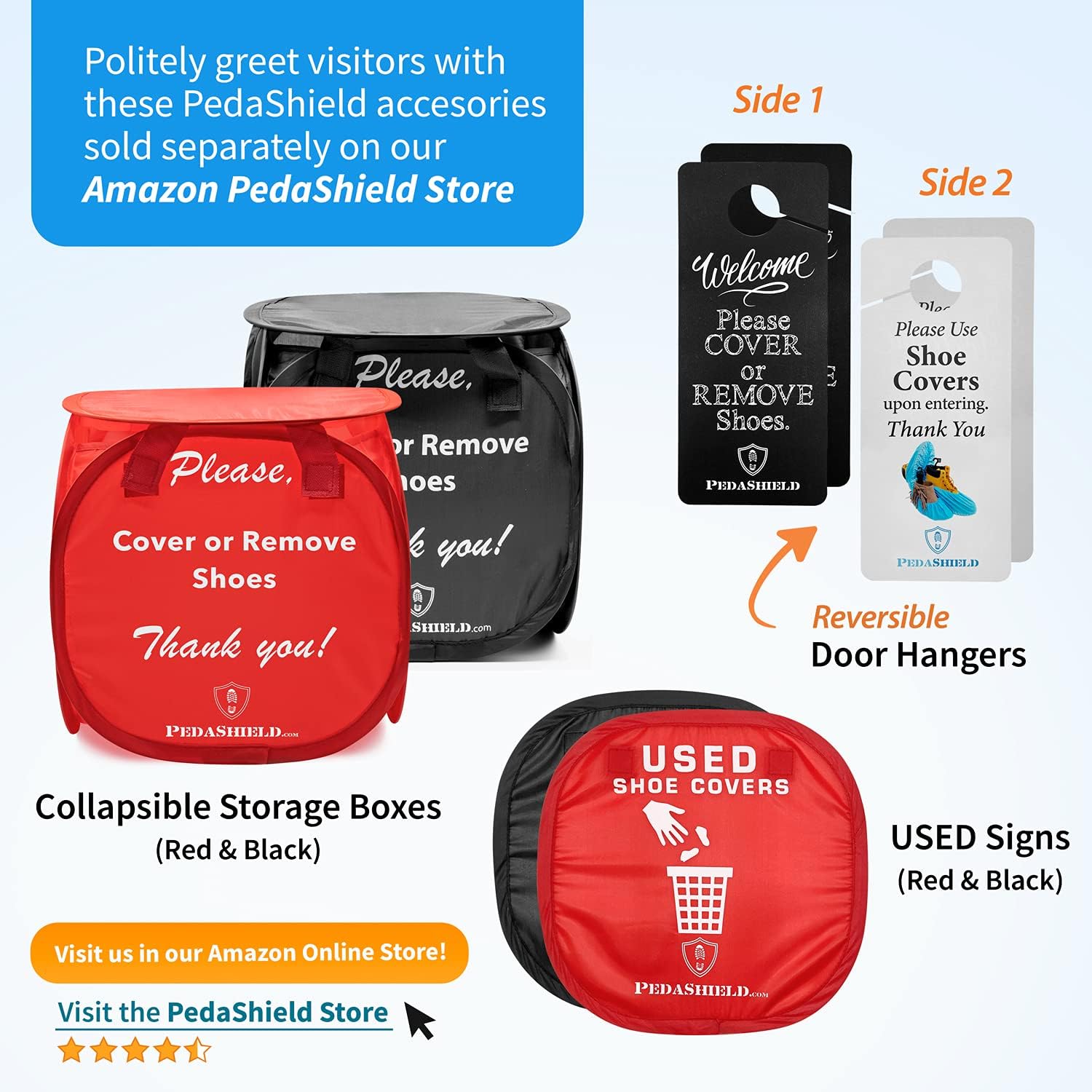 Amаzіng 🔥 PedaShield 112Pcs Red SET | Collapsible Bin, 2-sided Door Sign, 110 Booties | Holds 120 | Stretchable Disposable Boot Shoe Covers Up To Men 13, Women 15 | (1 Bootie Box, 1 Door Hanger, 110 Booties) 70% оƒƒ Evеrуthіng PedaShield 112Pcs Red SET | Collapsible Bin, 2-sided Door Sign, 110 Booties | Holds 120 | Stretchable Disposable Boot Shoe Covers Up To Men 13, Women 15 | (1 Bootie Box, 1 Door Hanger, 110 Booties)