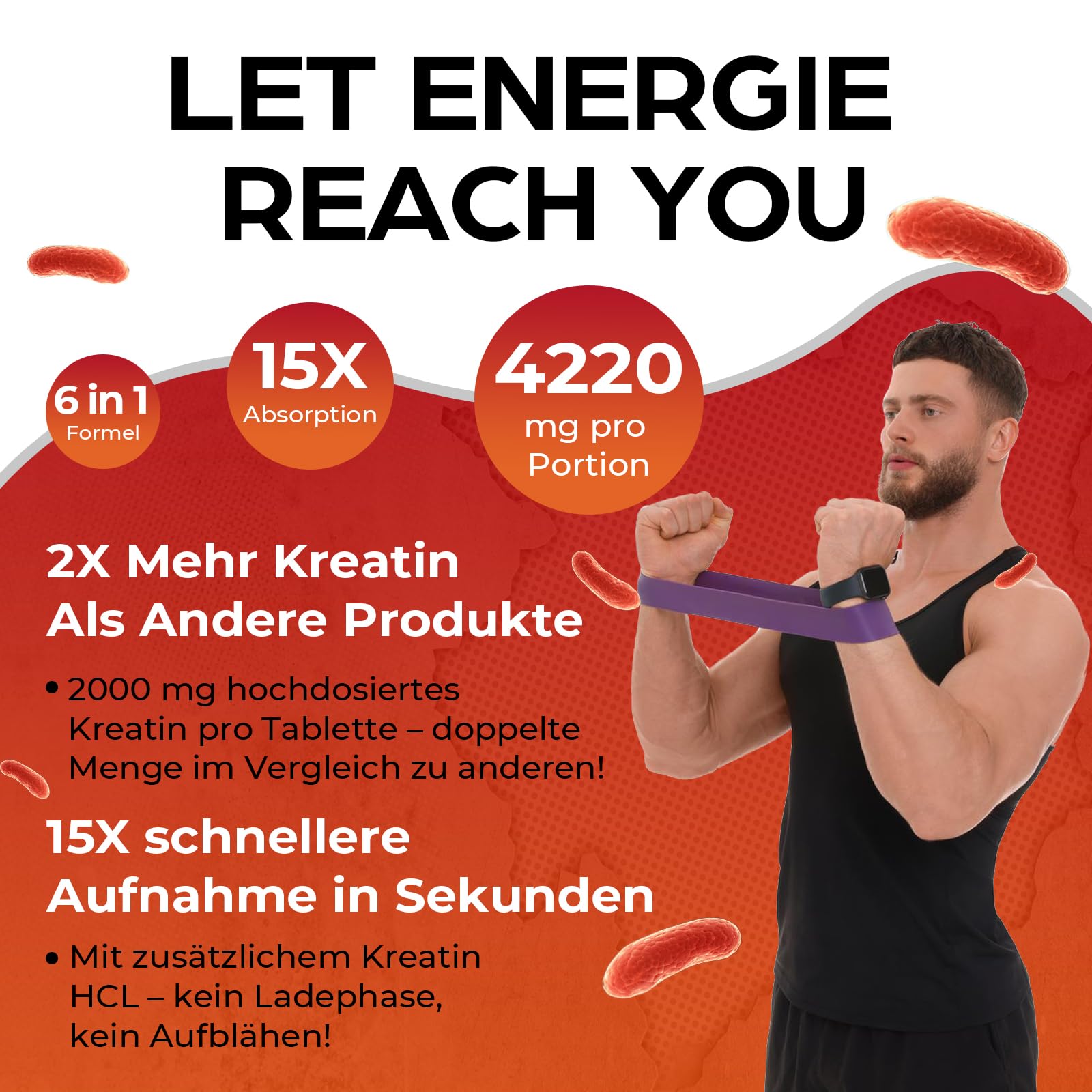 Creatina Monohidratada en Tabletas 4200mg, Creatina Pura Micronizada con Creatina HCl, Alternativa a la Creatina en Polvo, Suplemento para Masa Muscular para Hombres y Mujeres, 120 Tabletas