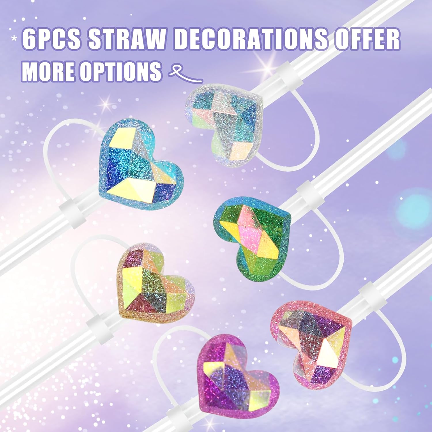 Stanley Straw Cover Cap, Glitter Toppers for Tumblers, Bright LOVE image 2
