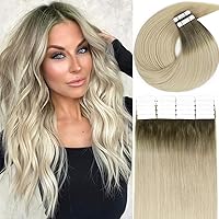 Vista 9 de Lacer Extensiones de cabello con cinta invisible, color negro natural, extensiones de cabello con cinta invisible, 18 pulgadas, cabello humano real