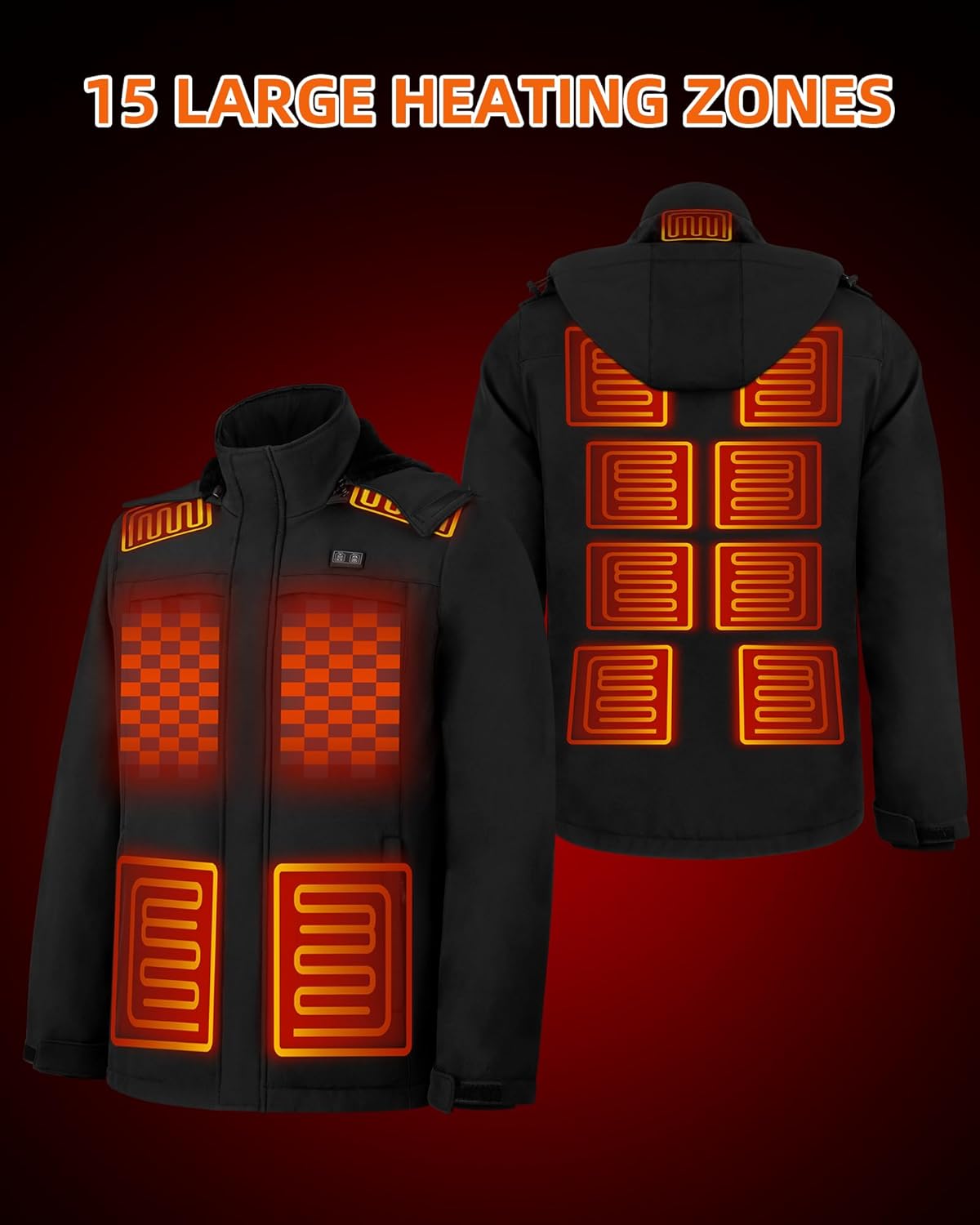 Heated Jackets for Men, Windproof Waterproof Winter Heating Coat, Mens Soft Shell Heated Jacket, Detachable Hood - Image 5