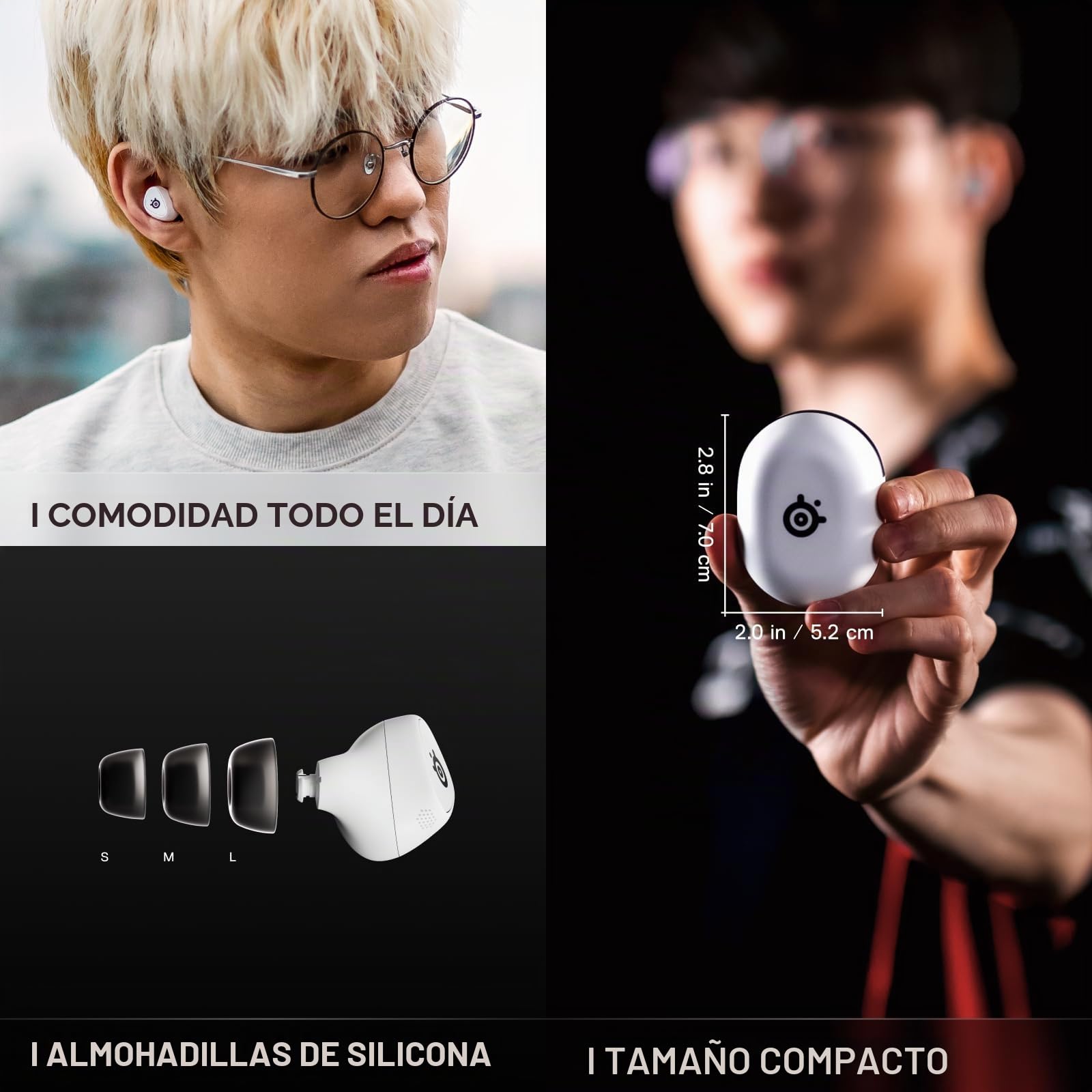 SteelSeries Arctis GameBuds™ para PlayStation - Auriculares inalámbricos para Juegos - 2,4 GHz + BT5.3 - Modo ANC/Transparencia - Resistencia al Agua IP55-40 Horas de autonomía -Carga inalámbrica