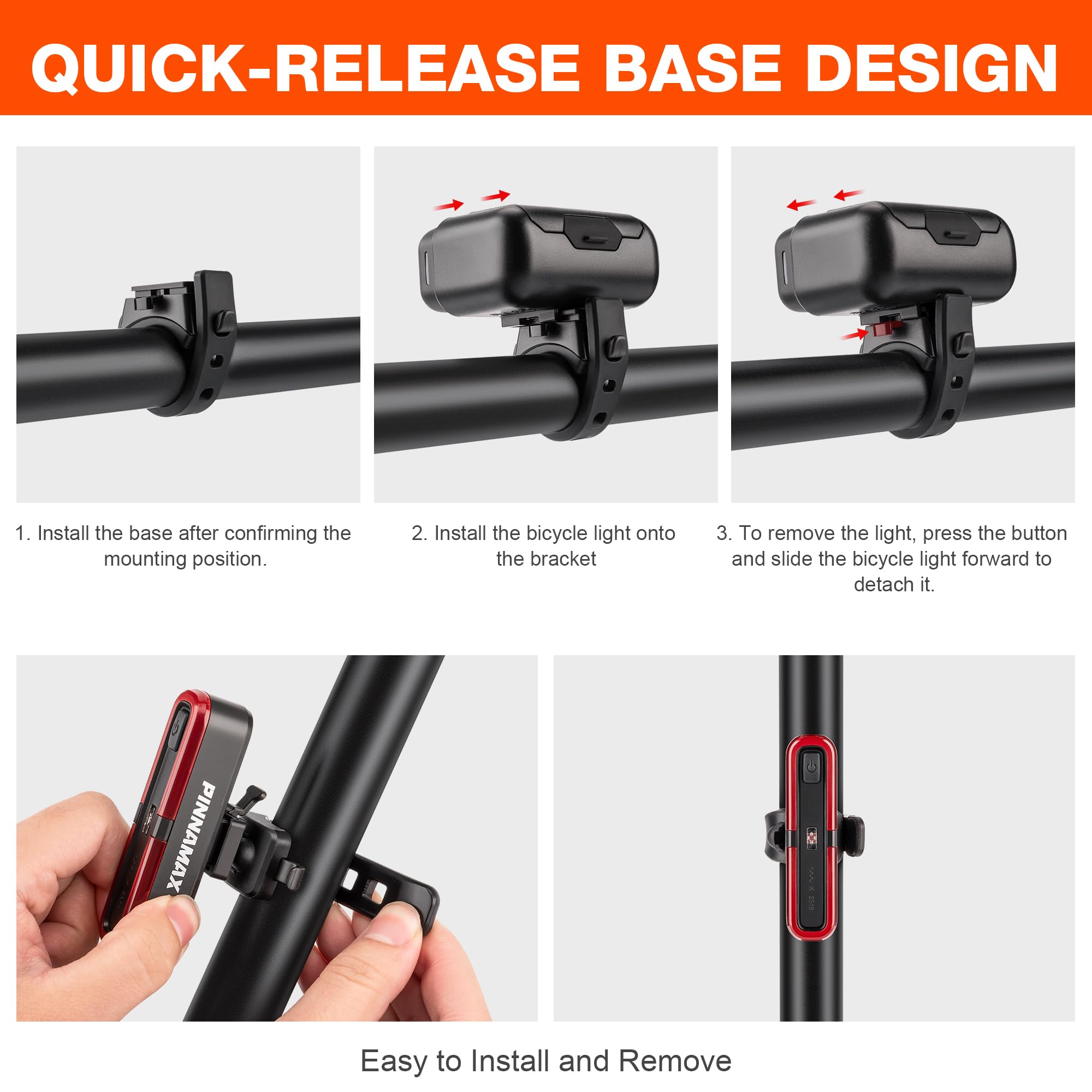 Kit d'éclairage de vélo homologué StVZO - Rechargeable par USB - Avec feu avant et arrière - 100 lux - Lumière avant et arrière avec capteur de freinage - Étanche IPX5 - Éclairage LED