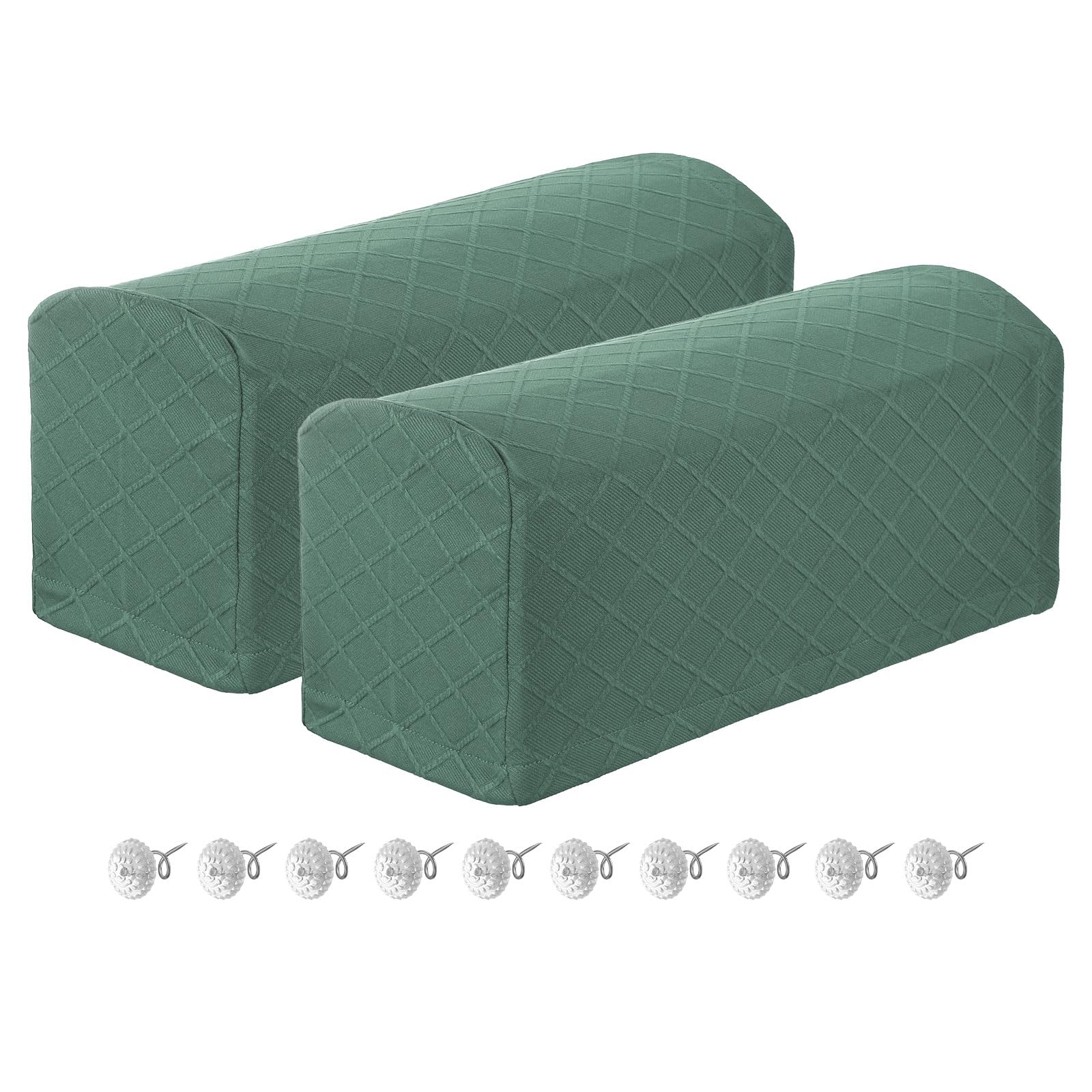 Fundas elásticas para reposabrazos de poliéster suave y elástico para sillón verde oscuro