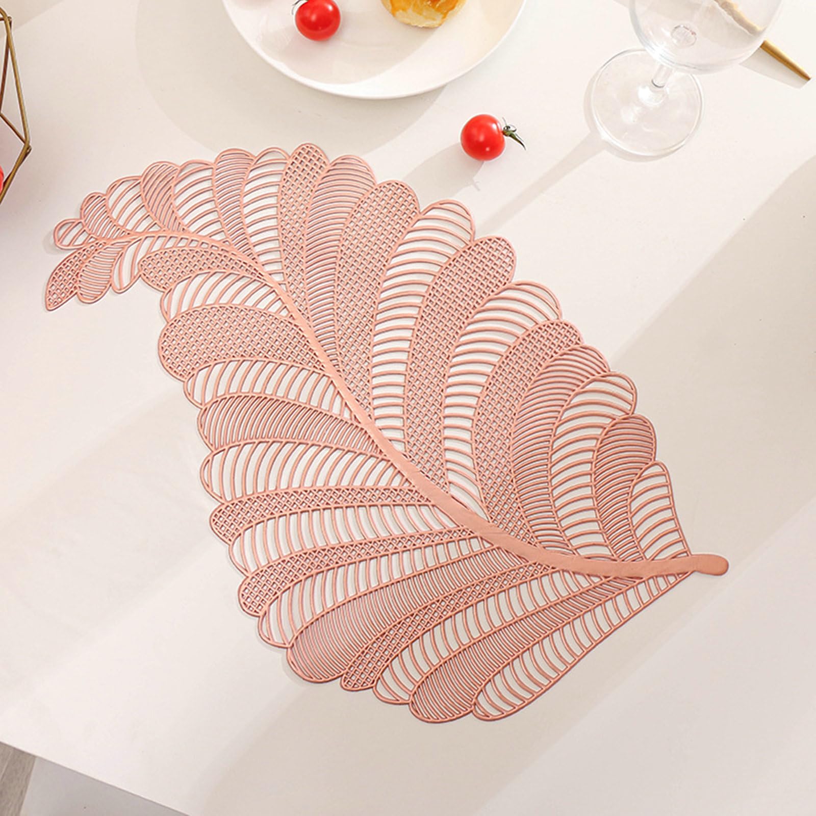 Beydodo Tischsets Outdoor Rosegold 10er Set, Platzsets Abwaschbar 29x46CM Blattform Aesthetic Platzdeckchen PVC Waschbar für Esstisch Gartentisch