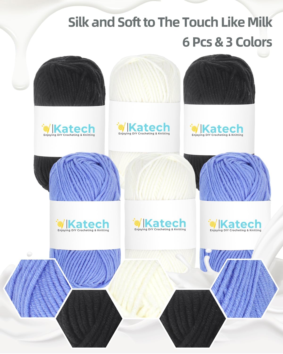 Katech Crochet Kit for Beginners w/Striped Tote Bag 3-1 Crochet Book