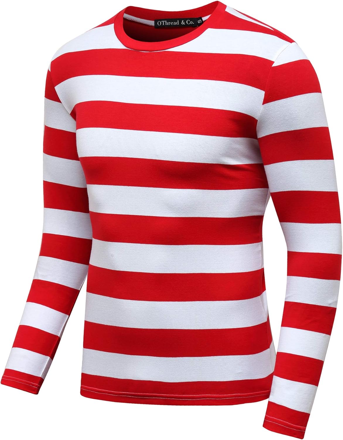 OThread & Co. Men's Long Sleeve Striped T-Shirt Basic Crew Neck Shirts - Image 2