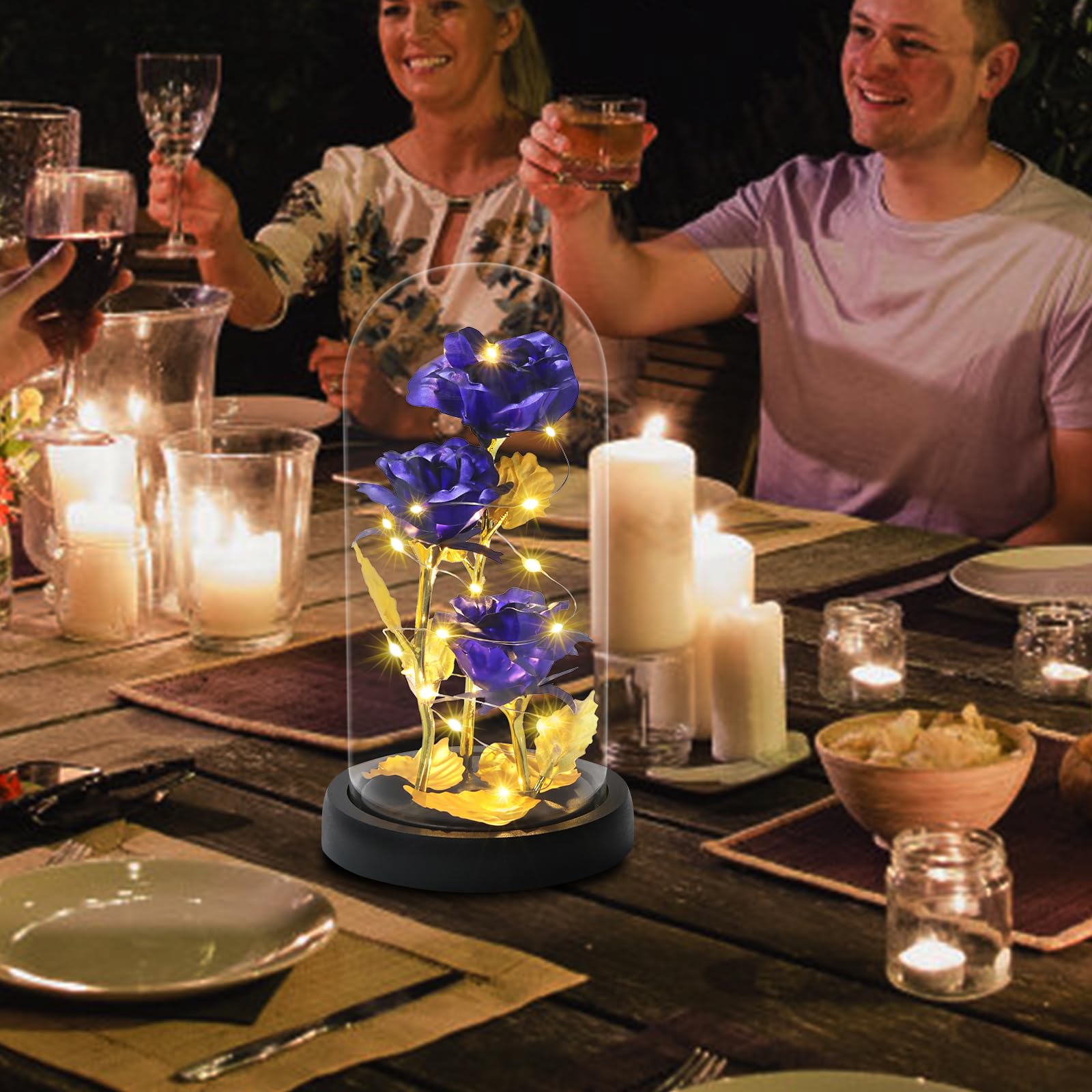 Rosa Regalo di San Valentino per Donne Mamma Moglie, Rosa Eterna Galaxy Rose per Lei, Fiori di Rosa con Luce a LED, Fiore Artificiale Regali Moglie Fidanzata Compleanno Anniversario Matrimonio