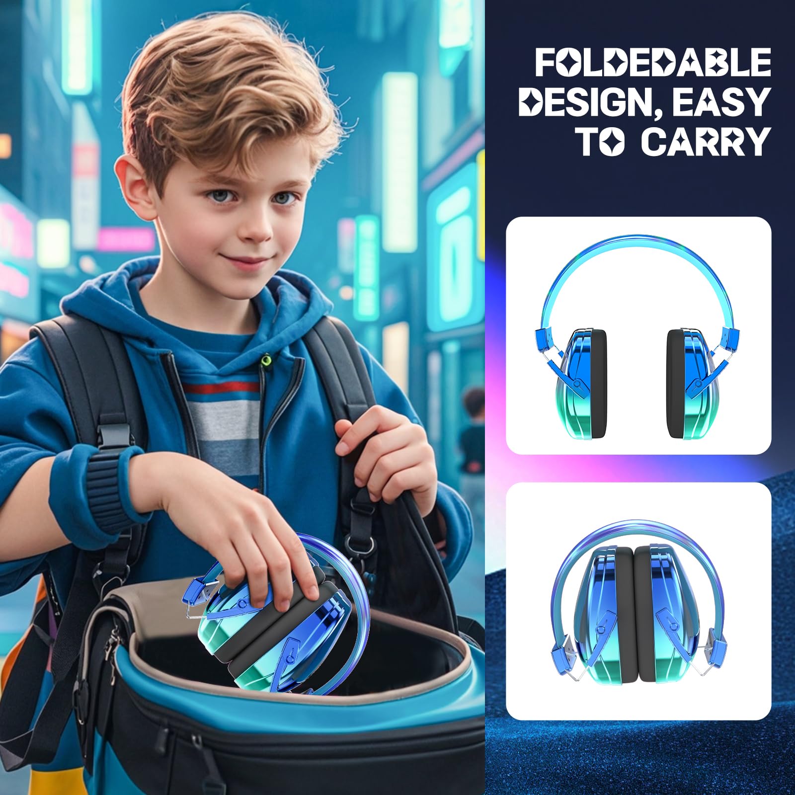 JYPS Kids Ear Defenders Children,Noise Cancelling Headphones Autism - Image 4