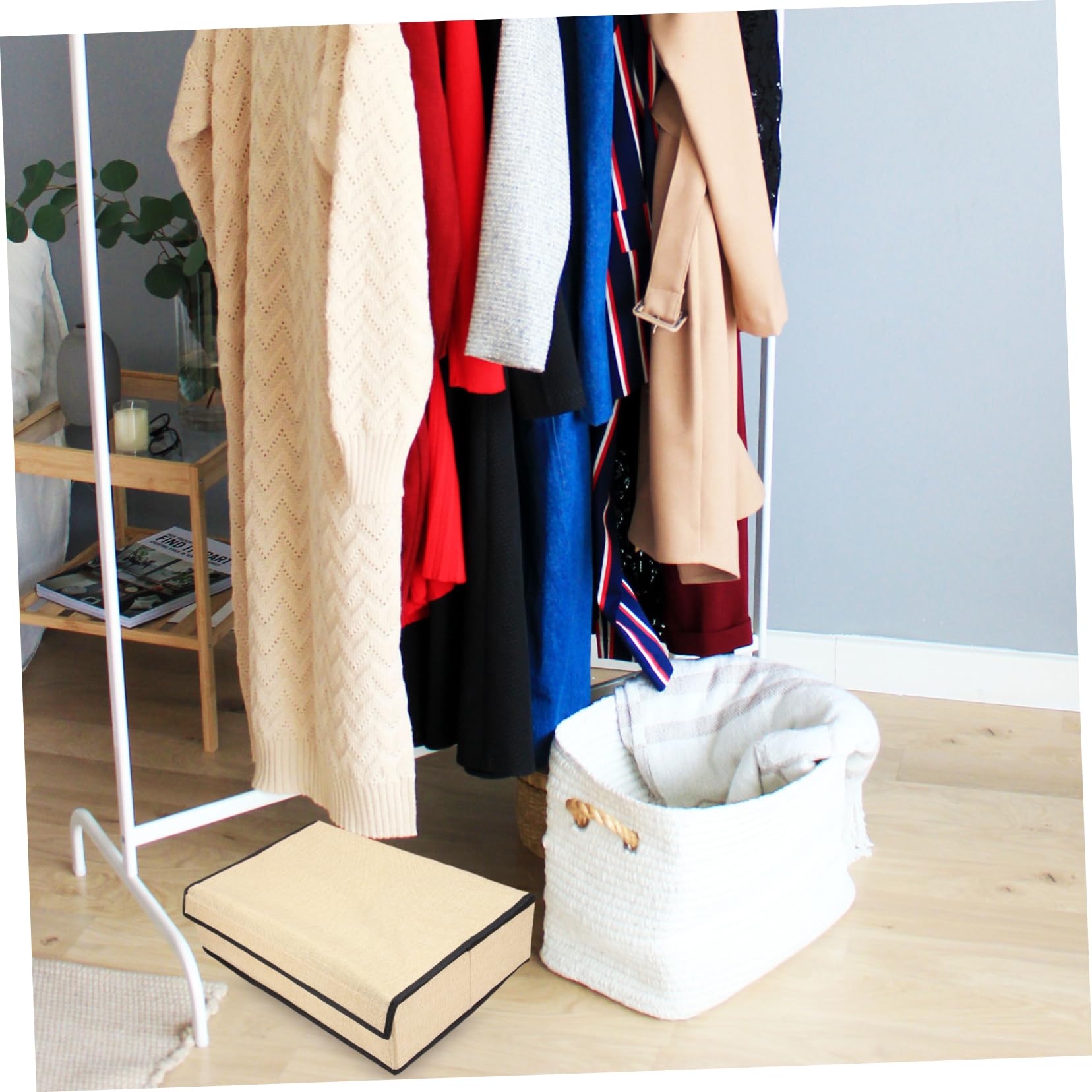 Organizador de Ropa Interior con Tapa, Tejido Beige, 16 Compartimentos | Sujetadores y Calcetines, Uso en Armario y Gabinete, Fácil de Limpiar, Protección y Orden