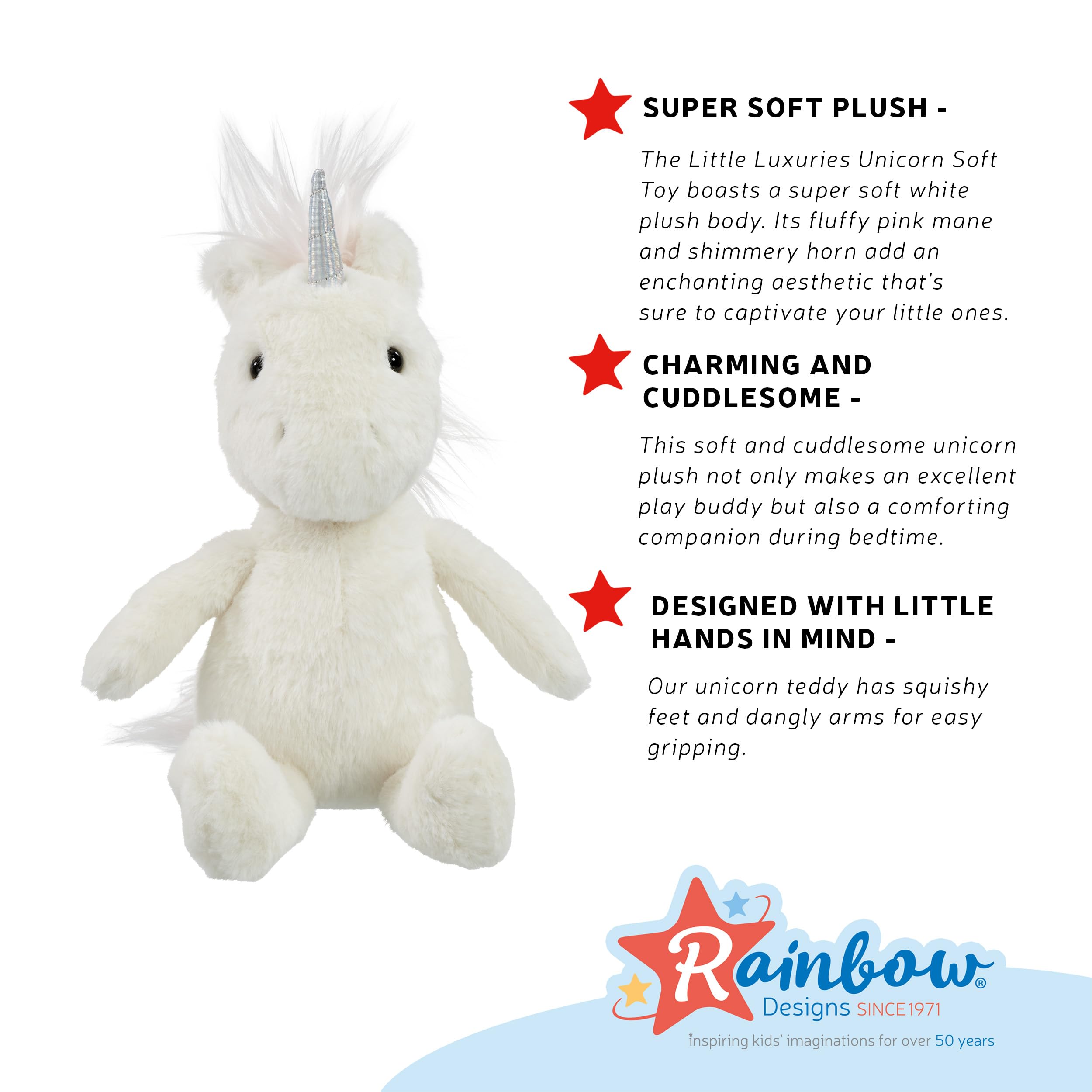 Rainbow Designs Little Luxuries Soft Toy - Super Soft Plus for Kids Christening Baby Shower & Birthdays, White - Image 4