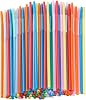200 Pcs Disposable Drinking Straws, 12.8inch Extra Long Colorful Long Flexible Bendy Straws (0.23'' diameter)
