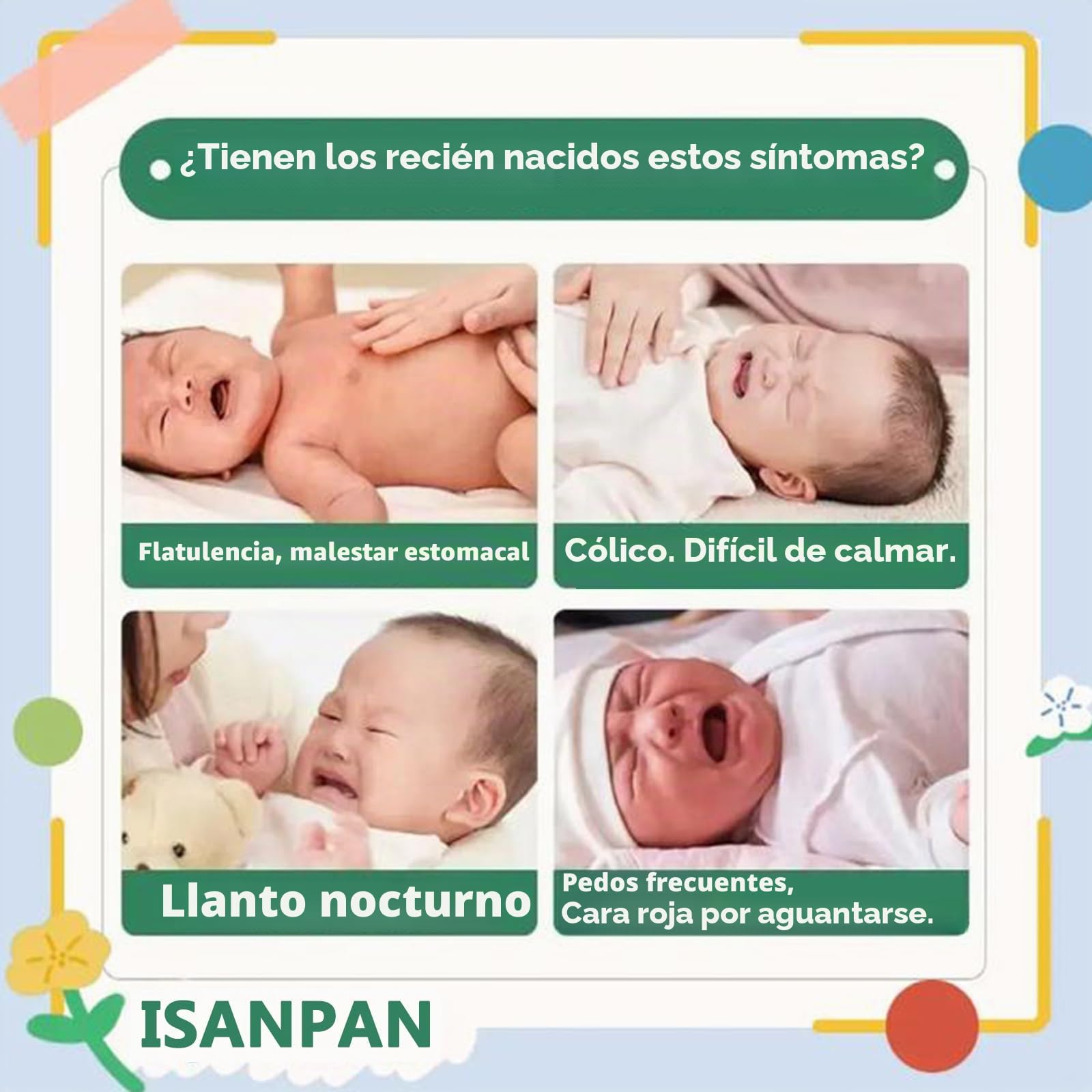 Alivio de cólicos y gases del bebé: envoltura térmica de abdomen con semillas de casia, almohadilla térmica para bebé, alivia y alivia los gases, la hinchazón y el malestar estomacal (verde)