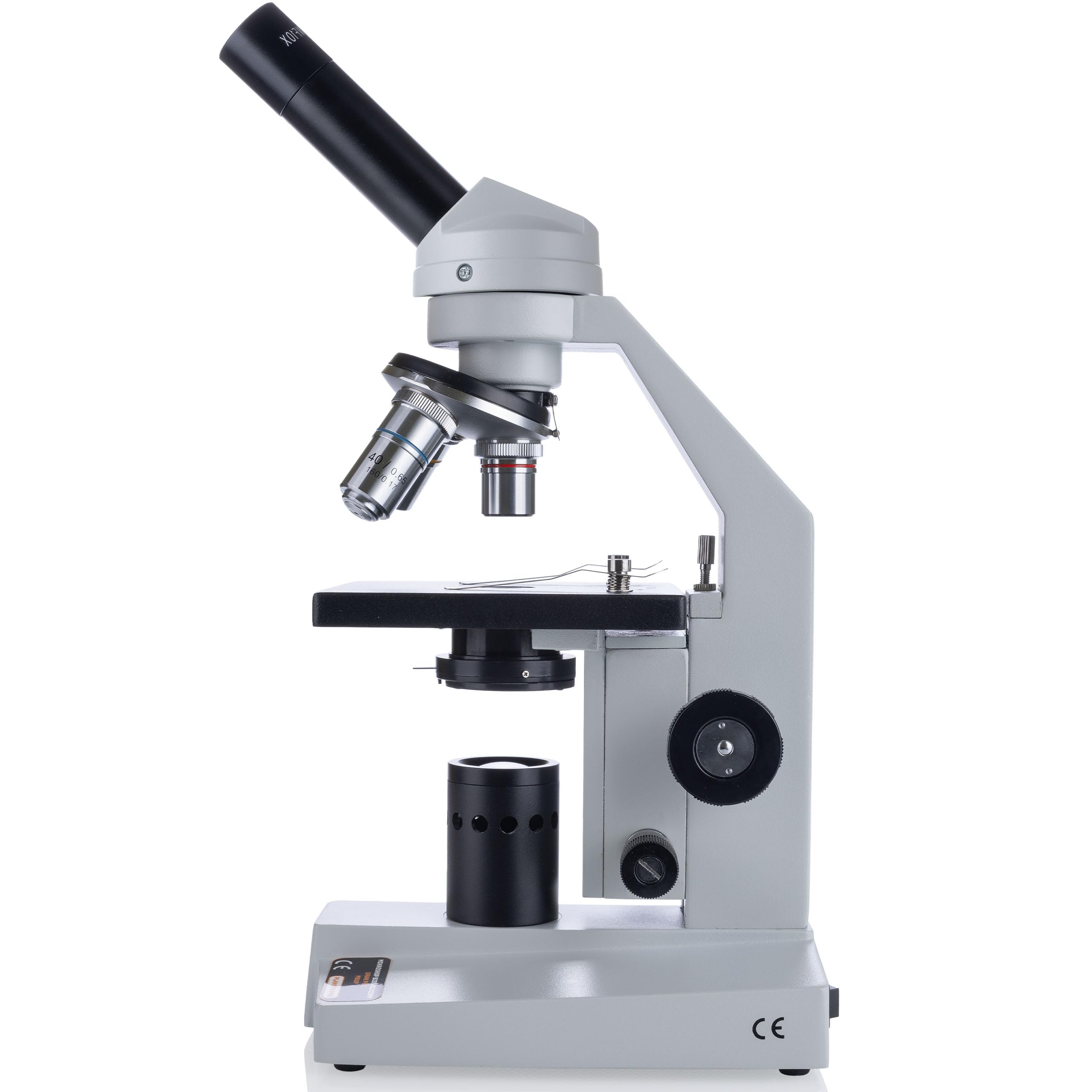 Rosfix Microscopio Biológico Uran Pro MBUP - Monocular 45°, Cabeza Giratoria 360°, Óptica de Vidrio, LED, WF10x/16x | Laboratorio, Didáctica, Investigación | Microscopio Profesional