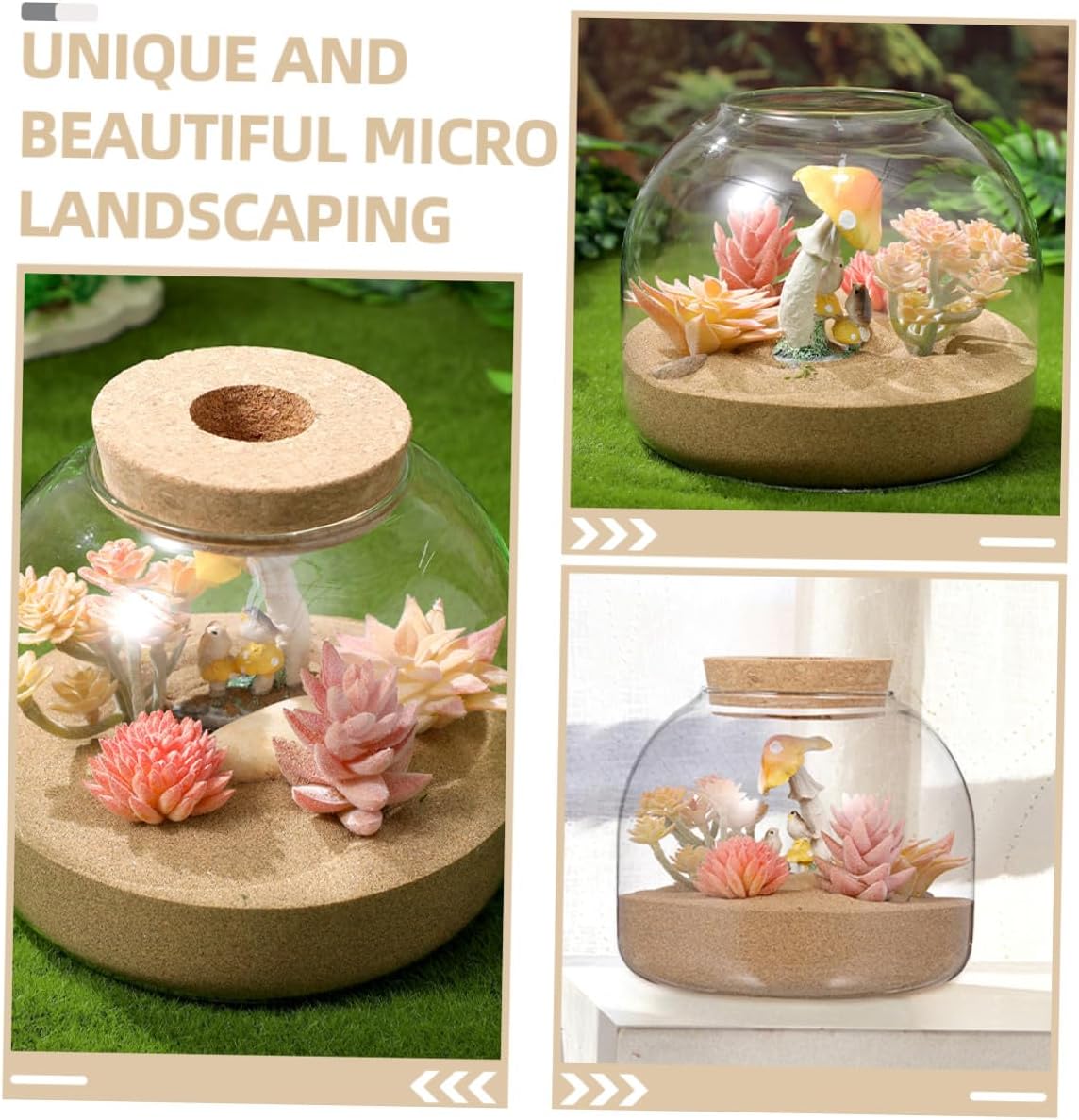 GLEAVI 2pcs Glass Terrarium Bottle with Cork Stopper for Micro Landscape and Moss Plants, DIY Ecological Glass Jar Suitable for Home Garden Decoration and Hydroponic Planting