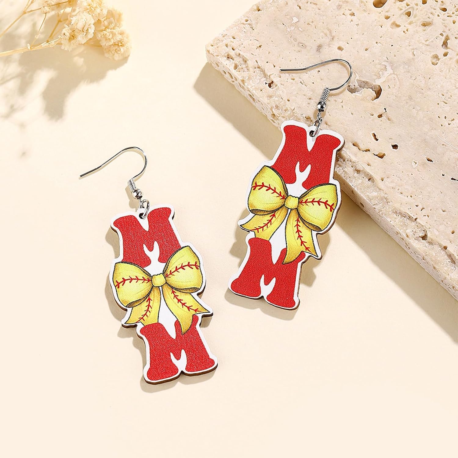 Baseball Earrings for Women Bow Earrings Baseball Jewelry for Women Cute Game Day Accessories Softball Style Gifts