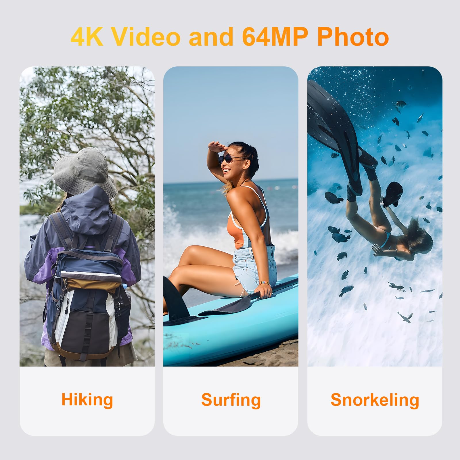 ZANTEEY 4K Digitalkamera wasserdicht 64MP 33FT Autofokus 1500mAh Akku