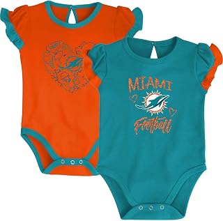 Outerstuff NFL Newborn Infants Too Much Love 2 Piece Creeper Bodysuit Romper Set (Miami Dolphins, 0-3 Months) Price In India