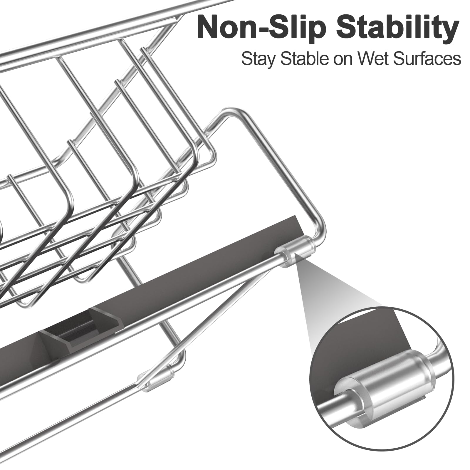 Euqvunn, Kitchen Sink Organizer, Sink Caddy Stainless Steel Kitchen Sponge Holder - Image 4
