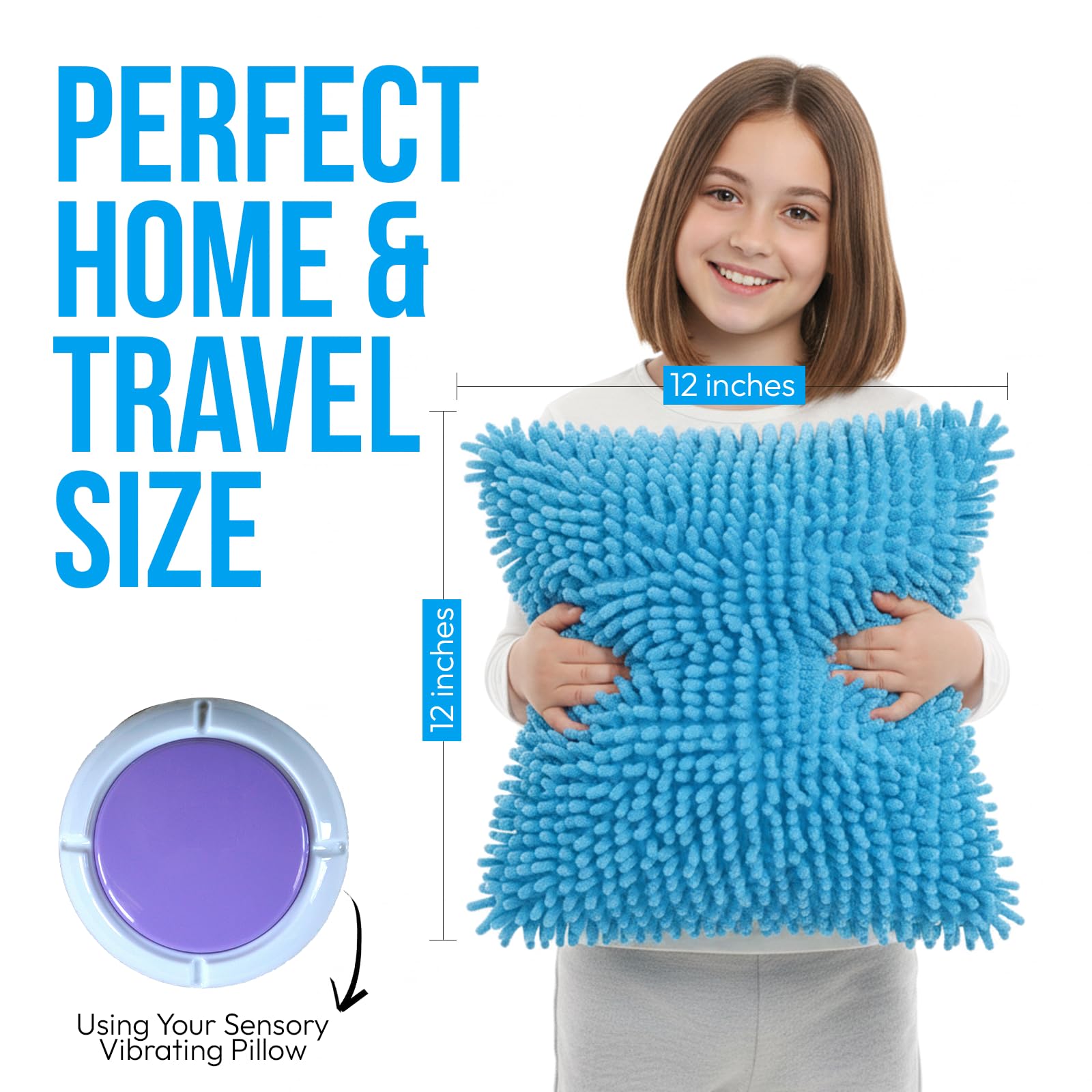 Vibrating Sensory Pillow for Kids, 12 x 12 Calming Minky Sequin Pillow — Amazon image 4