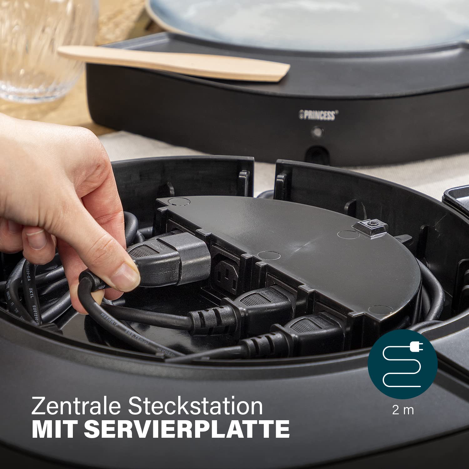 Princess 103070 Dinner4all Circle - 4 einzelne Grillplatten - 4 x 250 W Inklusive Spatel Schwarz