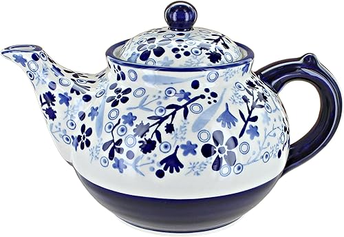 Miniatura 15 de Tetera de mariposa azul de cerámica polaca rosa azul