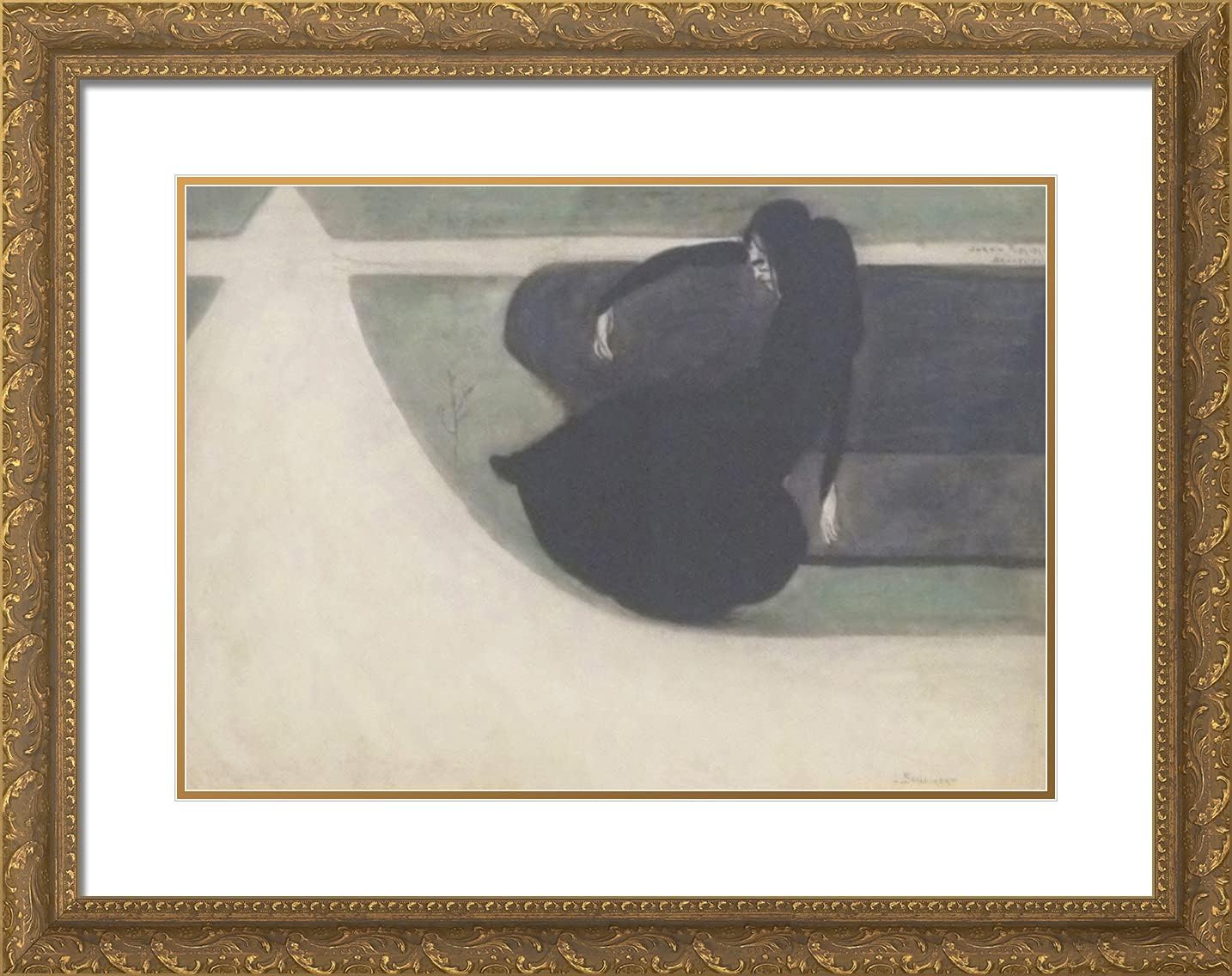 ArtDirect Spilliaert, Leon 24x19 Black Ornate Framed Art Print with Double Matting Titled: Park in Brussel