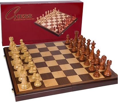Abigail Chess Inlaid Wood Folding Board Game with Pieces - 21 Inch Set