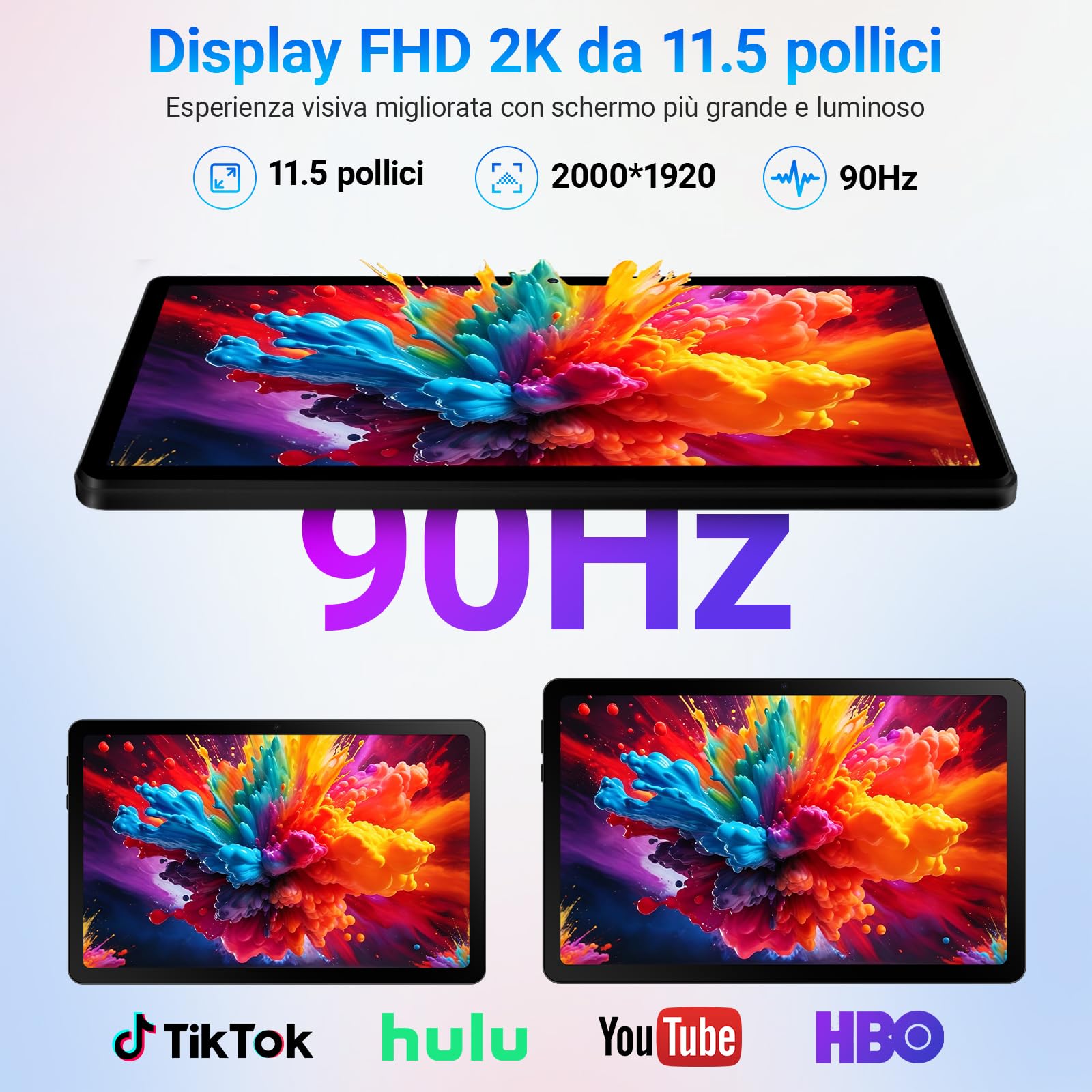 Gleeso Tablet 11,5 Pollici Android 16 con Gemini AI, Processore Octa-Core, 30GB RAM Espandibile fino a 2TB TF, Display 2K 90Hz, Batteria 8400mAh, Tablet Portatile per Studenti e Lavoro Aziendale