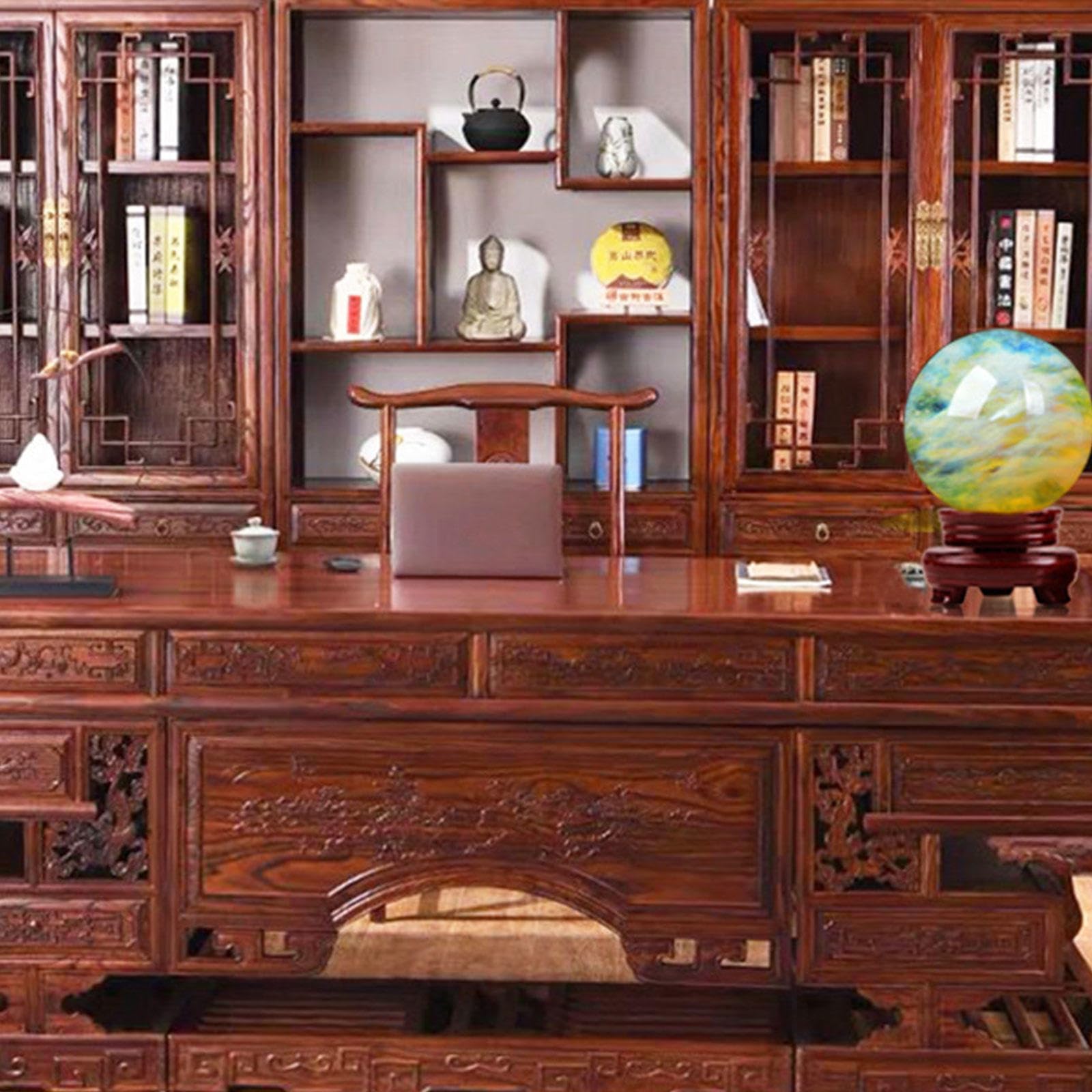 KryształOwa Kula Z Podstawą, żółTa Kula Do Wytapiania Kryształ Feng Shui Naturalna KryształOwa Kula Cytryn Kwarcowy Kryształ Do Medytacji WróżBiarstwo Uzdrawianie Dekoracja,A-10cm/3.9in