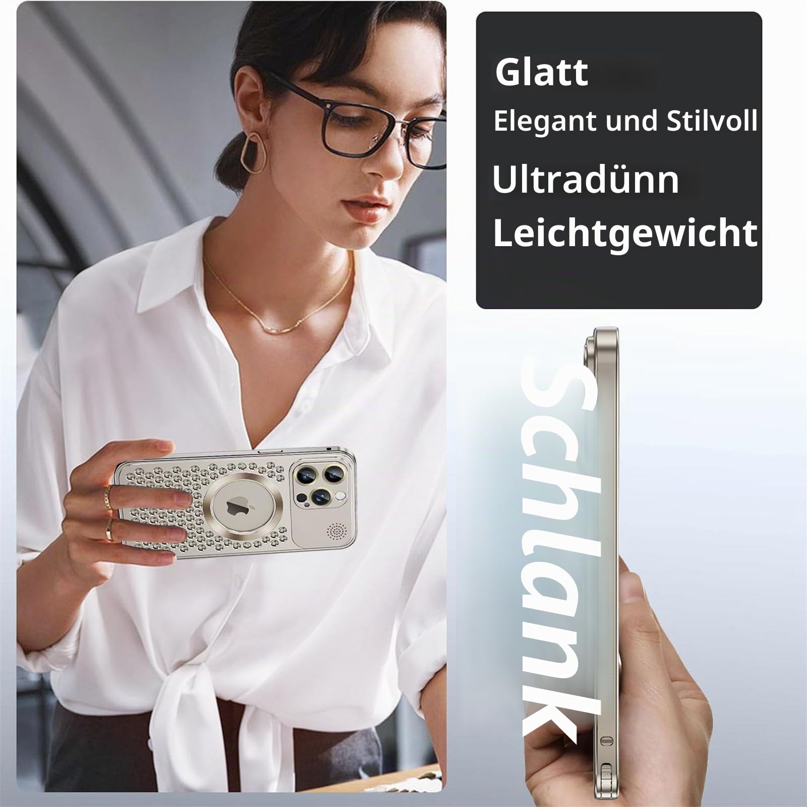 Metall-Schutzhülle für iPhone 16 Pro Max/16 Pro/16, kompatibel mit MagSafe eingebauter Aromatherapie, ultraleichtes Aluminium-Metall-Design, vollständiger Kameraschutz (Desert Titanium, 16 Pro Max)