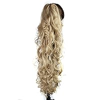 Vista 3 de S_SSOY Coleta Rizada para Mujer de 31" (78cm), Extensión de Cabello Sintético con Clip de Garra, Coleta Ondulada Larga y Rizada, Extensiones