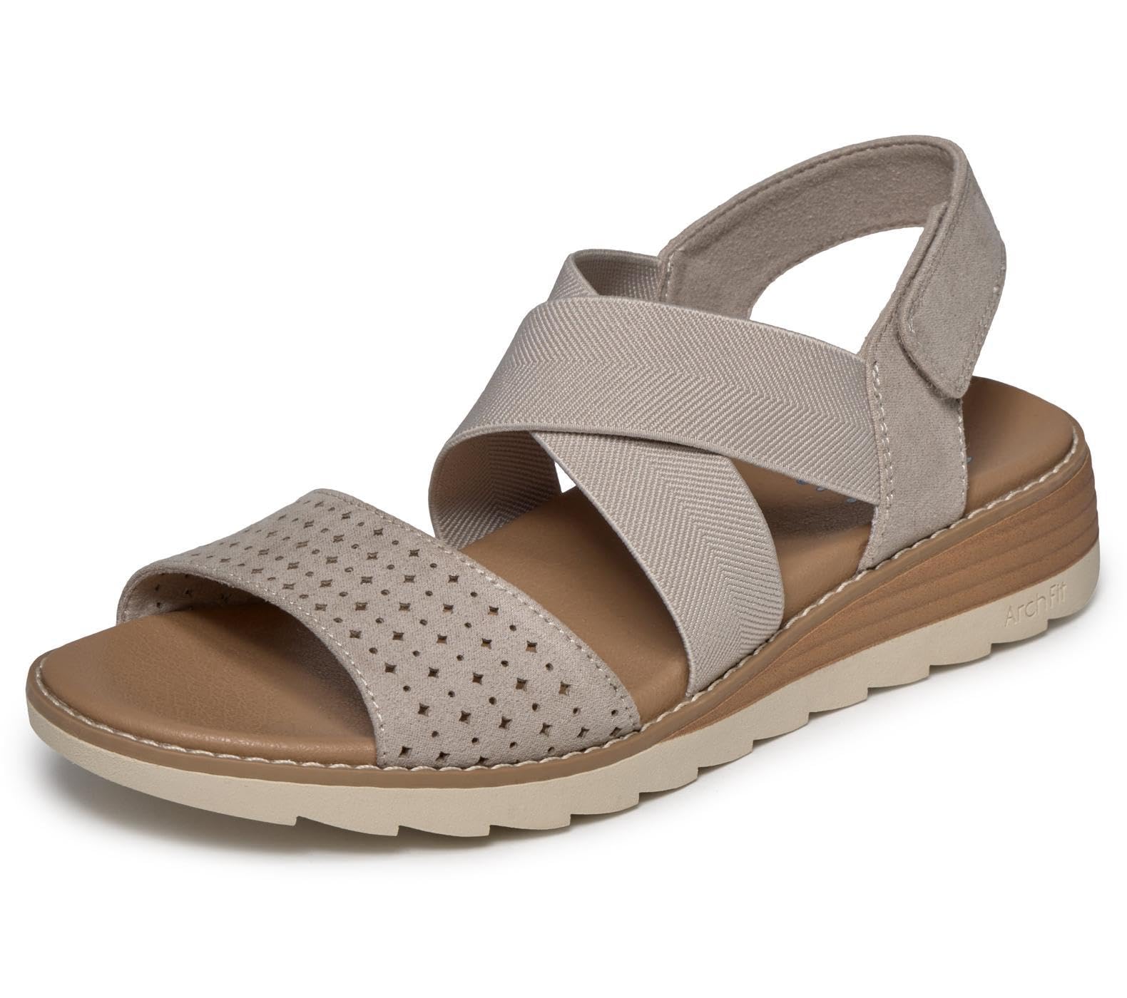 Skechers (4) Bobs Arch Fit Oasis Vegan Womens Walking Sandals In Taupe