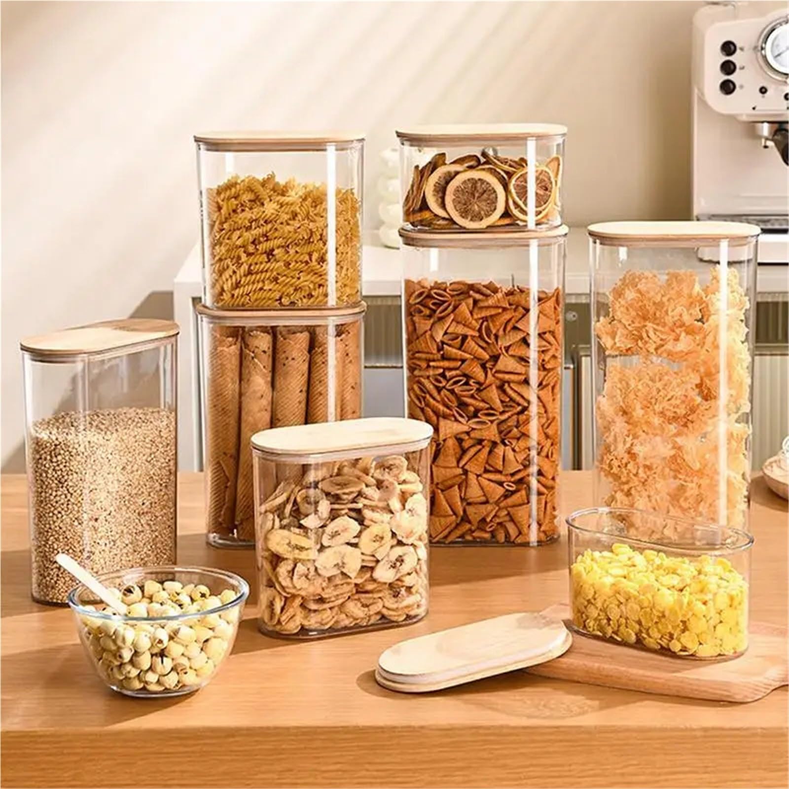 Frascos de almacenamiento cuadrados con tapa for granos café, contenedores frutas secas, organizadores cocina, 2 uds Para Alimentos(2000ML)