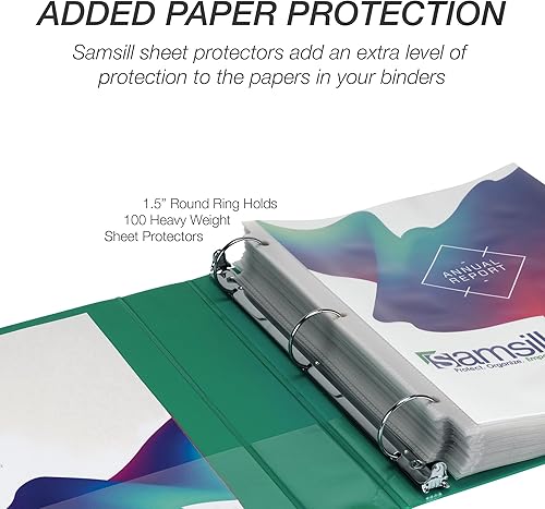 Vista 289 de Samsill (MP128587) - Carpeta de 3 anillos redondos de 3 pulgadas, fabricada en los EE. UU., con cubierta transparente personalizable para insertos