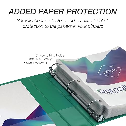 Vista 299 de Samsill (MP128567) - Carpeta de 3 anillos redondos de 2 pulgadas, fabricada en los EE. UU., con cubierta transparente personalizable para insertos
