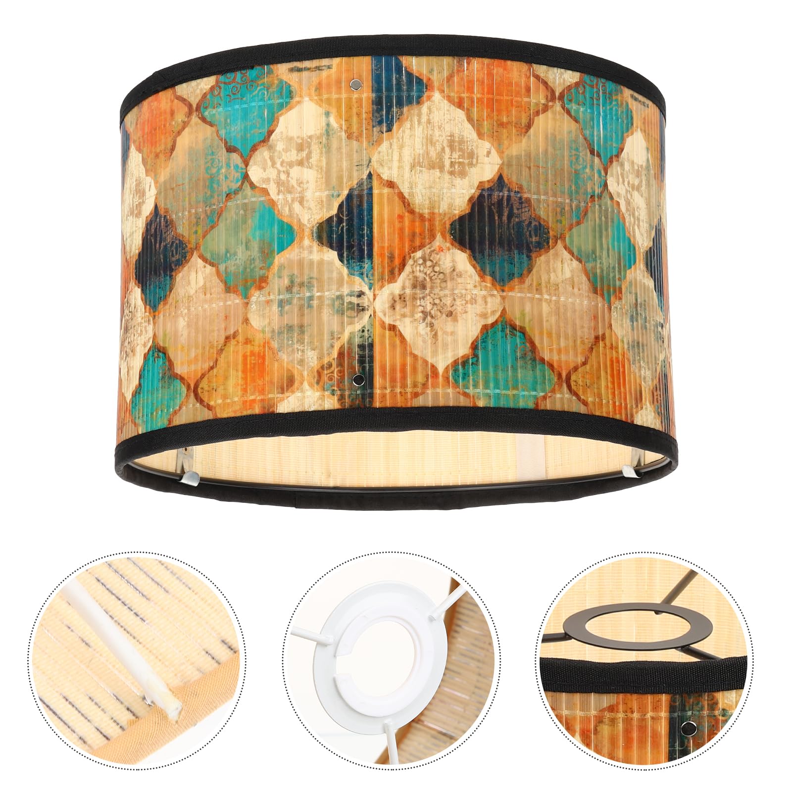 OSALADI Drum Lamp Abażur Kinkiet, Dekoracyjny abażur Lampa Podłogowa Lampy Stołowe, Boho Style Wahadłowe Lampy Tkaniny