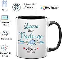 Vista 7 de Padrinos De Bautizo Propuesta Set 2 Tazas Café 11Oz, Quieres Ser Mi Madrina est 2024, Regalo de propuesta de padrinos, Para Niño, Niña, Dios padres