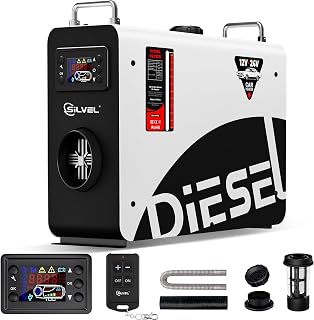 SILVEL Diesel Heater 8KW 12V/24V, All-in-One 4L Portable Diesel Air Heater with LCD Screen, Remote Control, Suitable for Car, Camper, RV, Truck, Garage, Shop, Boat, White