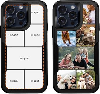 Custom Multi Photos Collage Magnetic Phone Case for iPhone 15 Pro Max Customized Your Own Personalized Image Text Picture Shockproof Protective Dual Shock Magsafe Cover Shell