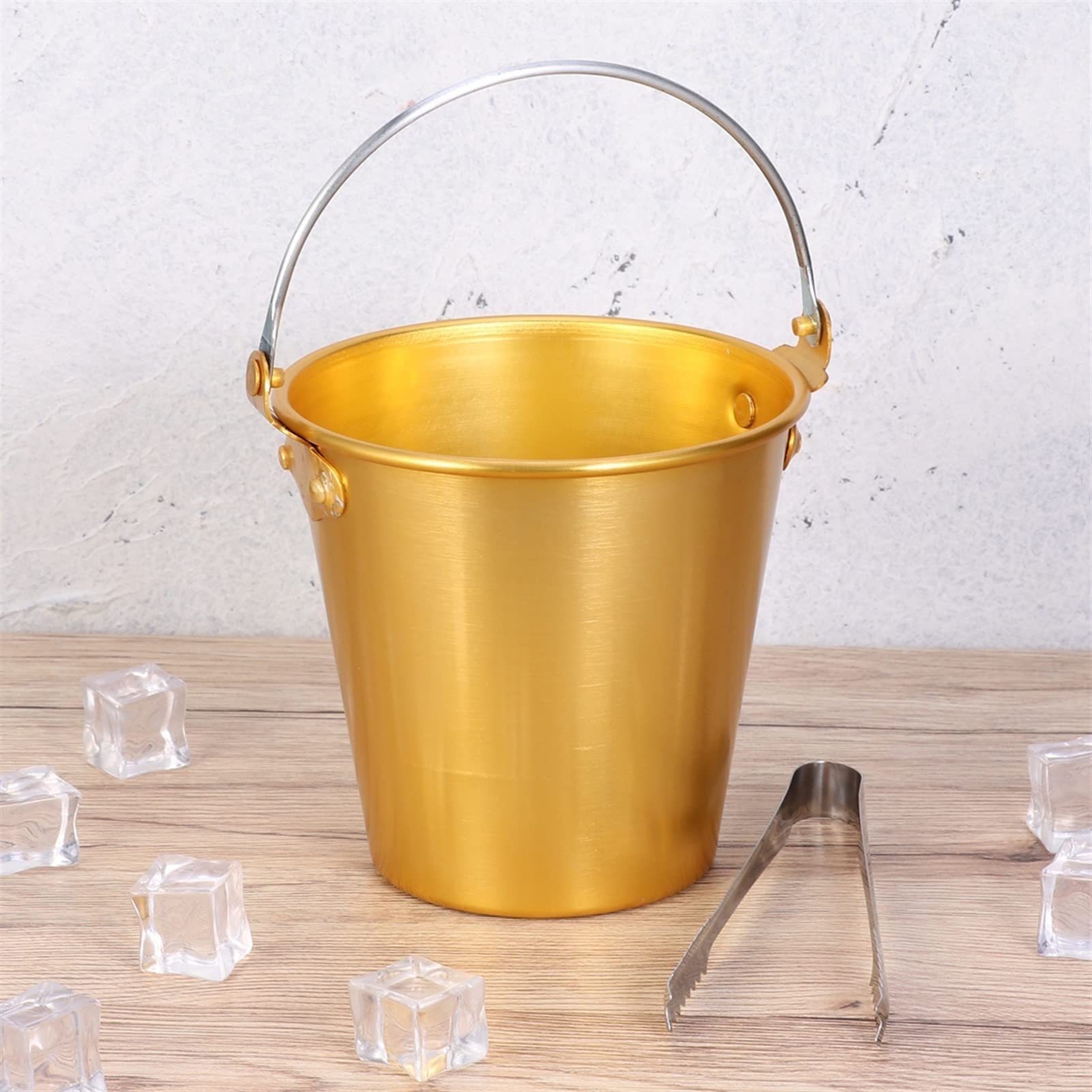 TOMYEUS Eiskübel 1,25L Aluminiumlegierungsleiste EIS Eimer Eiswürfel Container Champagner Eimer Wein Bierkühler mit Eiszangen KTV Clubbar-Lieferungen. Weinkühler & Sektkühler (Color : C)