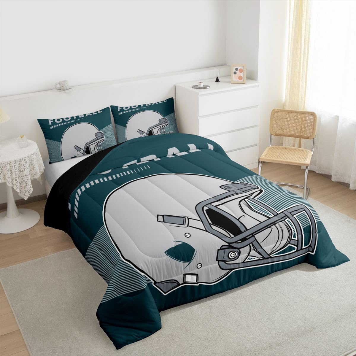 Erosebridal Football City Comforter Set Gridiron Fans Bedding Comforter Sets Queen,Sports Seasonal Football Player Bedding for Boys Girls Ball Game Quilt with 2 Pillowcases - Image 4